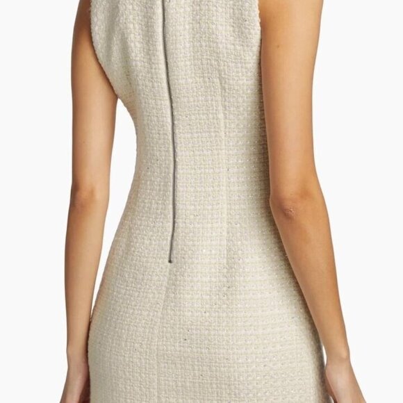 ALICE + OLIVIA COLEY WHITE TWEED BOUCLE RHINESTONE PEARL MINI DRESS $550 SMALL 2 - Picture 6 of 16